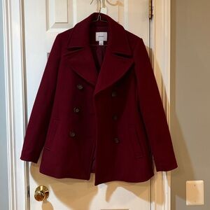 Old Navy Women's Deep Red Winter Pea Coat